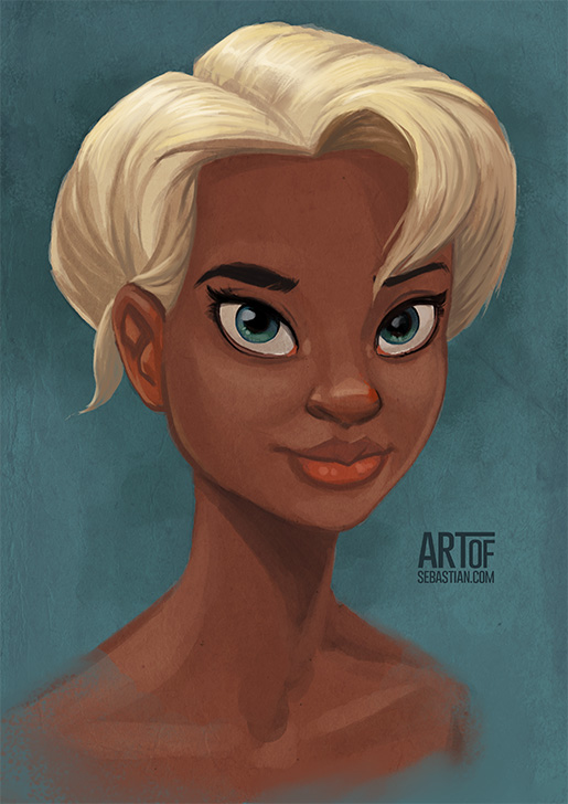 portrait painting blonde girl